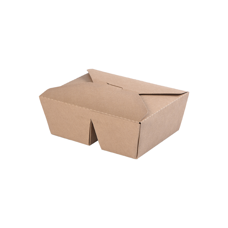 크래프트 종이 테이크아웃 상자 접이식 상단 도시락 상자 - 2개의 2칸 분할